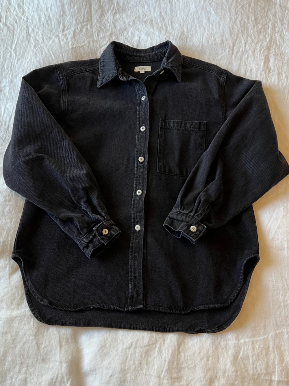 OZMA Marcie Denim Black Button-Down Shirt